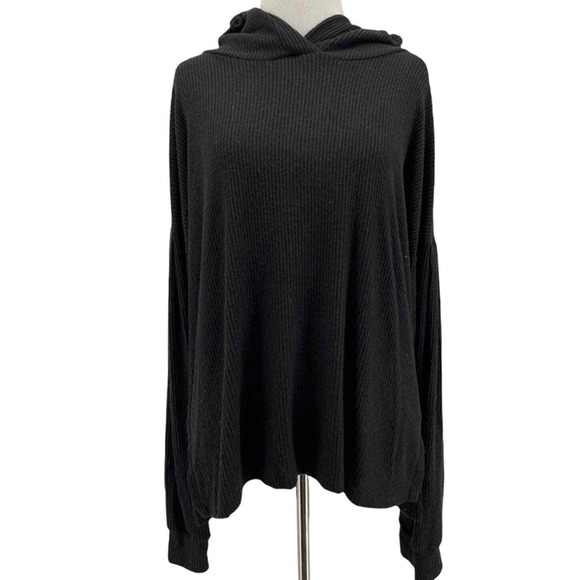 PST by Project Social T Wren Cozy Rib Hoodie Pullover XS/Extra Small Black NWT - Picture 3 of 8
